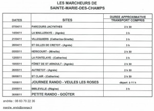 calendrier marche