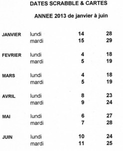 calendrier cartes et scrabble