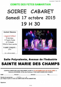 BULLETIN D'INSCRIPTION SOIREE CABARET 17 OCTOBRE 2015